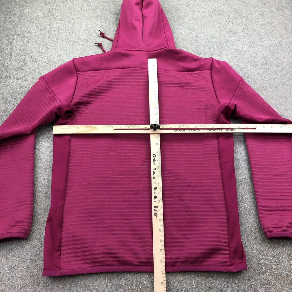 Adidas Hoodie Mens Medium Pink Pullover Fleece Sweatshirt Cold RDY Zip Pockets
